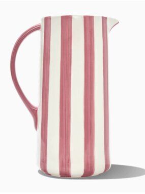 Noon & Moon Ceramic Pitcher - Pink Stripe NWT